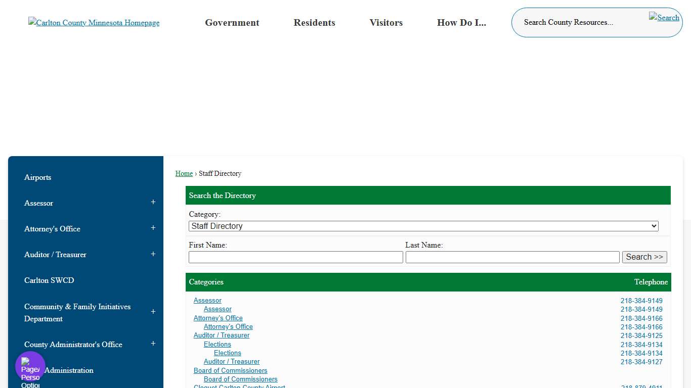 Staff Directory • Carlton County, MN • CivicEngage