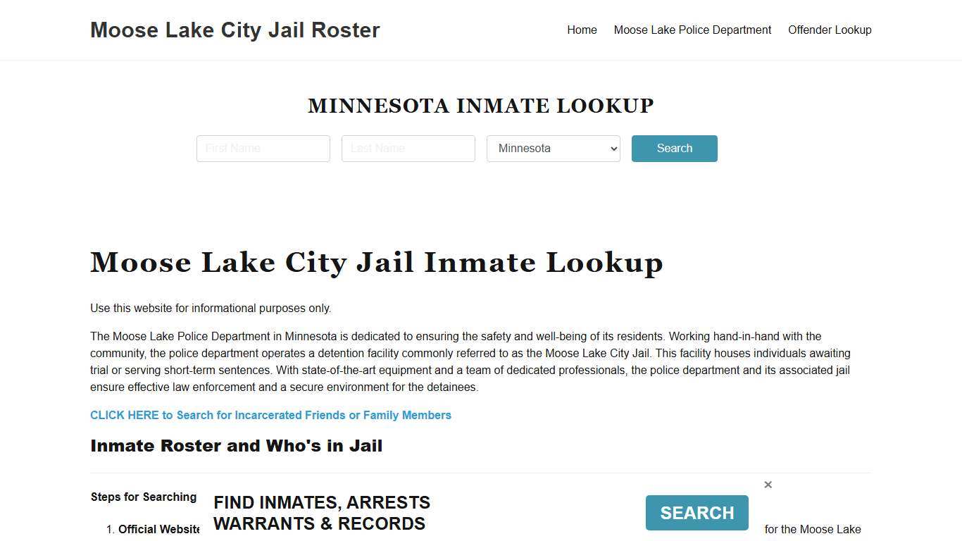 Moose Lake City Jail, MN Inmate Search, Jail Roster, Bookings